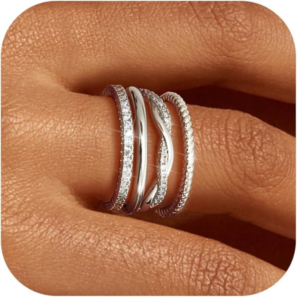 Stackable Gold Rings for Women Non Tarnish Dainty 14K Gold Plated Stackable Thin